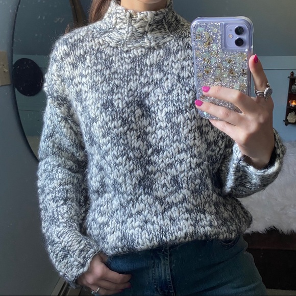 Vintage Chunky Hand Knit Mock Neck Sweater - Picture 12 of 16